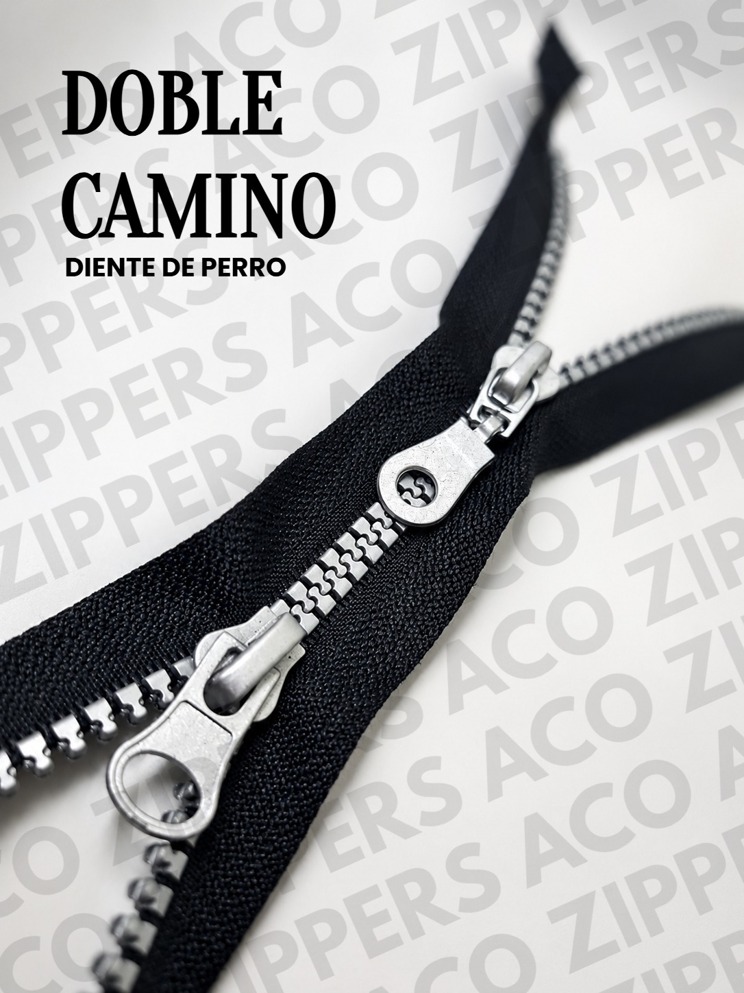 Cierre doble camino con cinta azul y gris